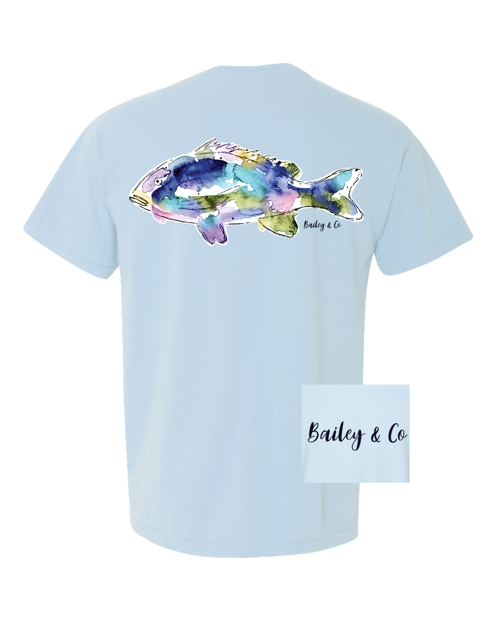 Blue Watercolor Fish Tee