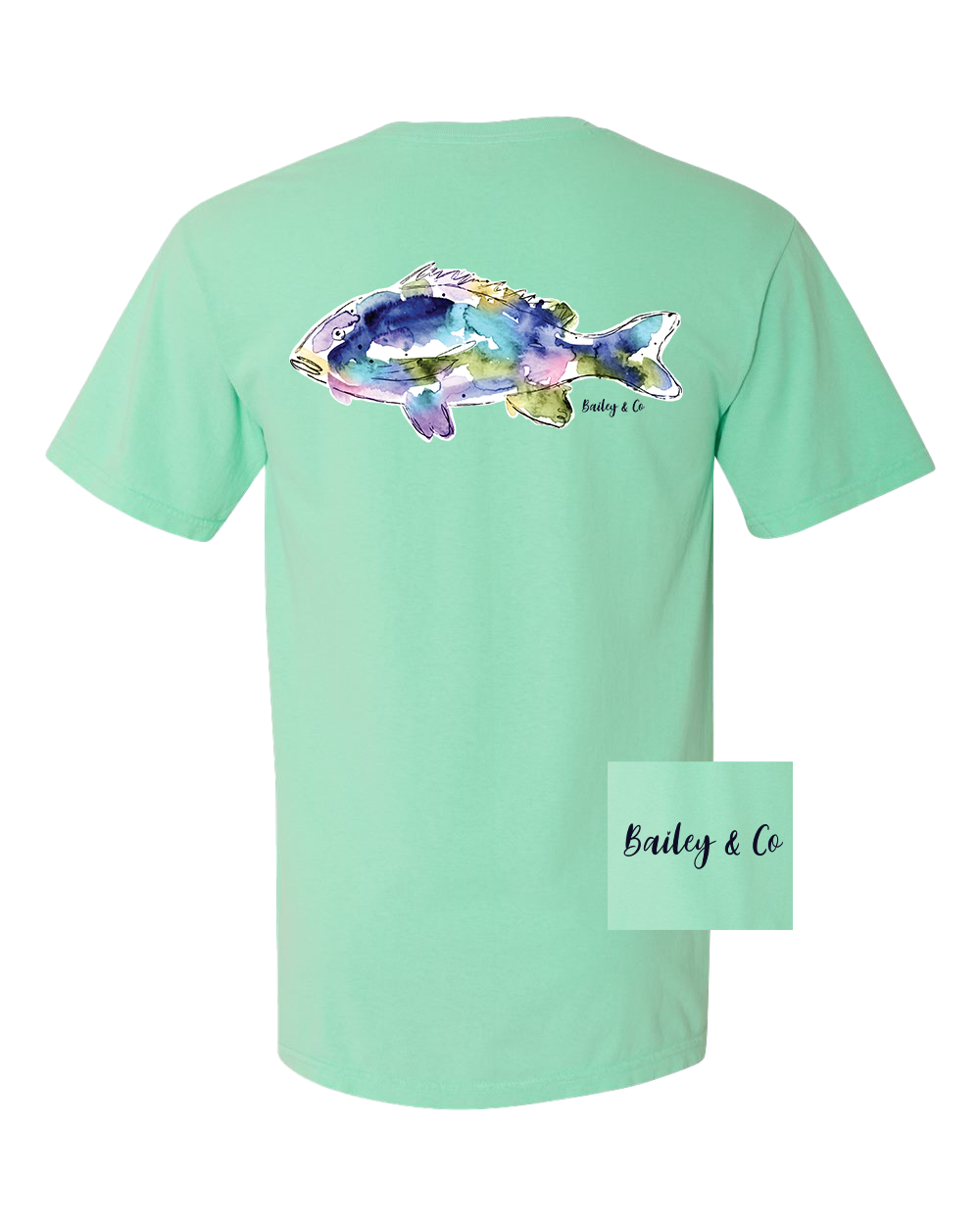 Blue Watercolor Fish Tee