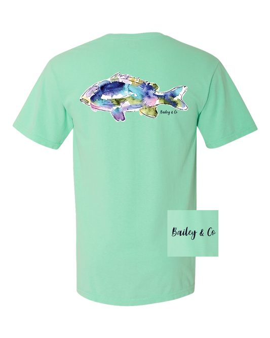 Blue Watercolor Fish Tee