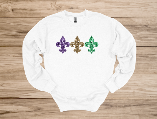 Fleur De Lis Faux Sequin Sweatshirt