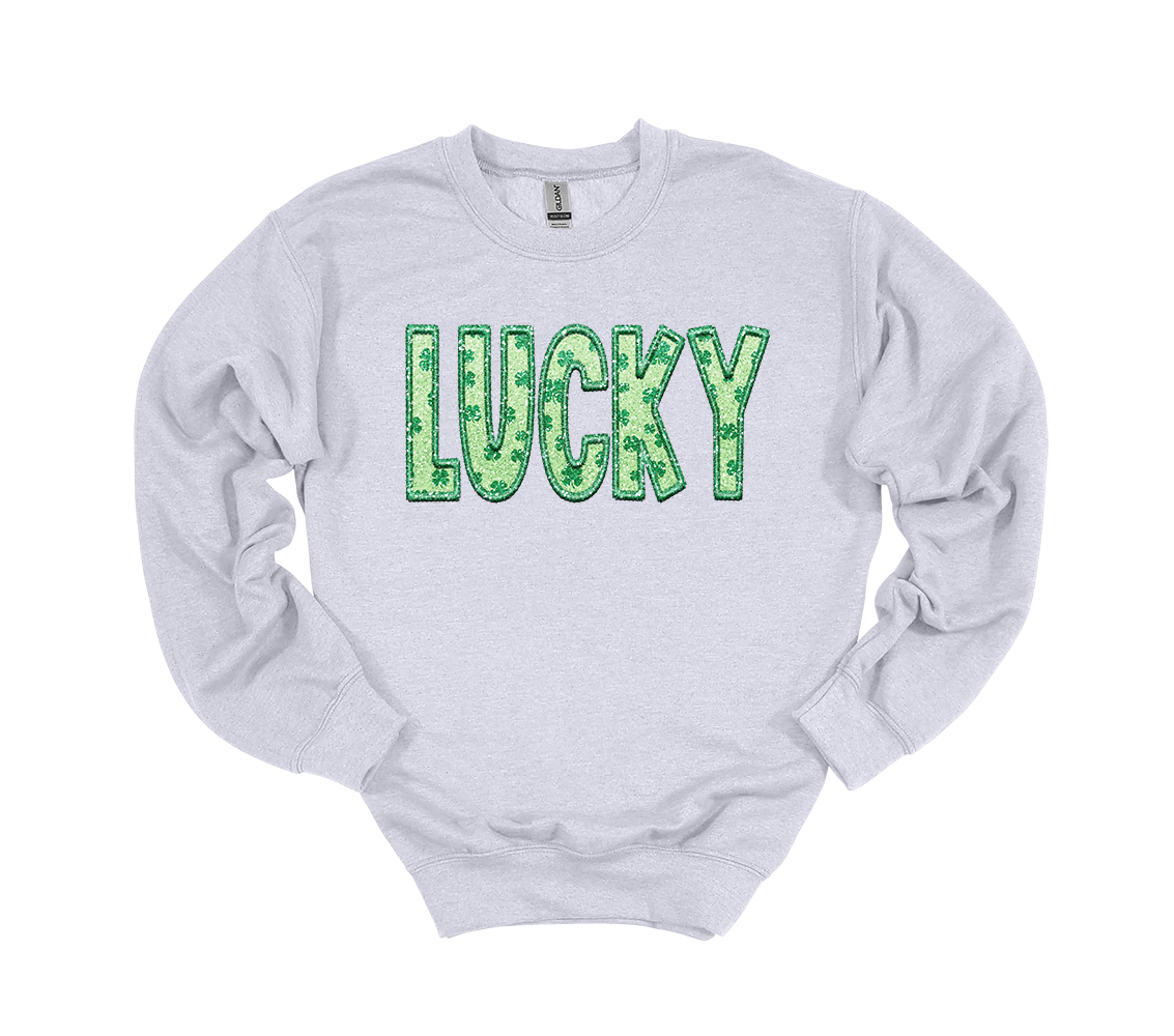 Lucky Faux Embroidery Sweatshirt