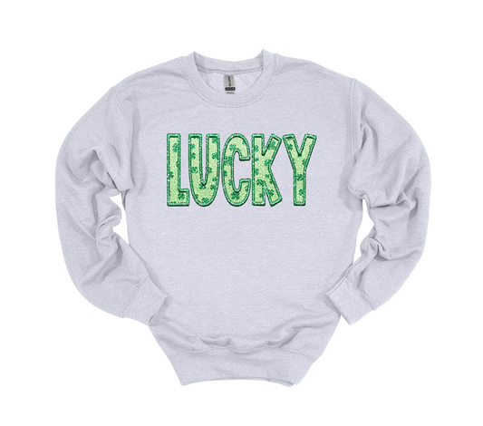 Lucky Faux Embroidery Sweatshirt